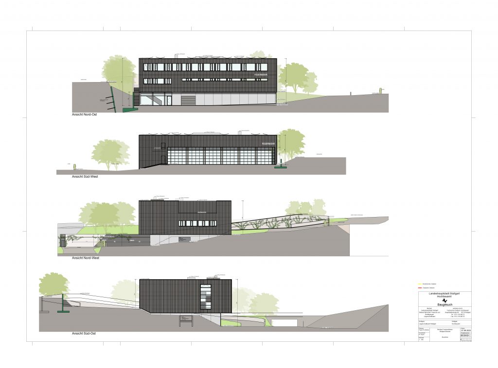 Neubau Gerätehaus Münster Ansichten ©Wypior Architekten